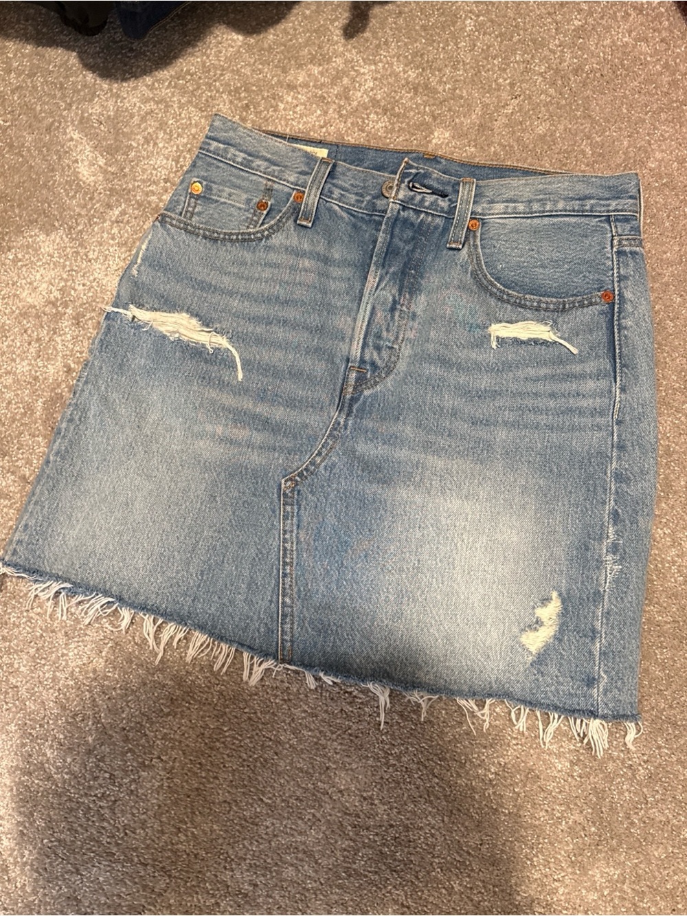 LEVIS Denim Distressed Mini Skirt - Blue